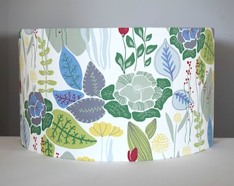 Scandinavian meadow flower lampshade with gold silver or white lining,  20cm to 45cm Ø handmade by Vivid Shades