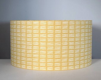 Yellow geometric dash lampshade with gold silver or white lining in 20cm to 50cm diameter, funky pattern for ceiling or lampbase