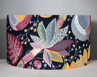 Colourful Scandinavian lampshade tropical black fabric, gold silver or white lining, 30cm to 45cm Ø handmade for ceiling or lamp base