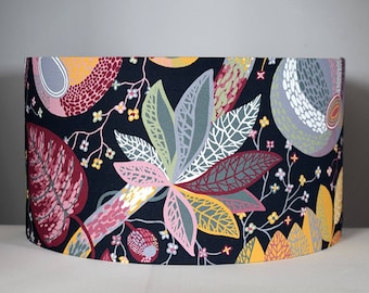 Handmade Botanical Lampshade, Scandinavian Tropical Leaf Fabric, For Ceiling Or Lamp Base