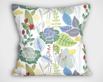 Cream And Grey Meadow Flower Design Fabric Cushion Cover 16" X 16" Cream And Grey Meadow Flower Design Fabric Cushion Cover 16" X 16"