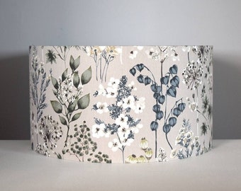 Woodland flower lampshade floral pattern with gold silver or white lining,  20cm to 45cm Ø diameter handmade by Vivid Shades
