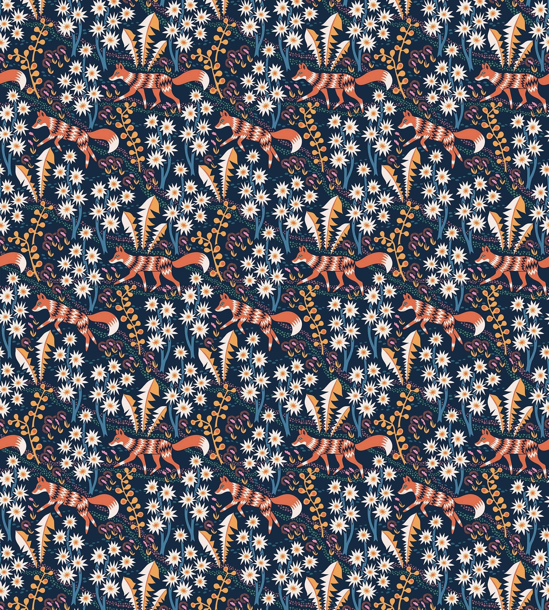 Fabric Rabit Pattern Rabbit and Flowers Fabric Scandi Pattern, by the Half Meter or Meter ...