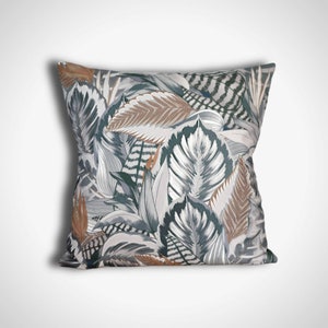 Tropical leaf cushion cover, Scandinavian fabric, 40cm 45cm 50cm square sizes handmade by Vivid Shades image 7