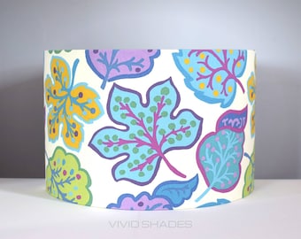 Handmade Leaf Pattern Lamp Shade, Botanical Tropical Print, UK Fabric, Retro Style