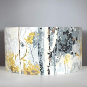 Silver Birch Tree Lampshade, Grey Yellow Impressionist Print, 20cm to 40cm diameters