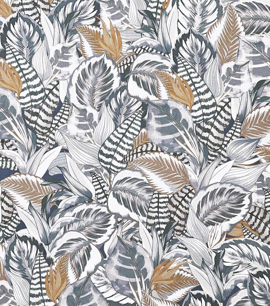 Beautiful grey leaf fabric, half meter or meter lengths, genuine Scandinavian cotton for crafts, cushions, tablecloths, curtains