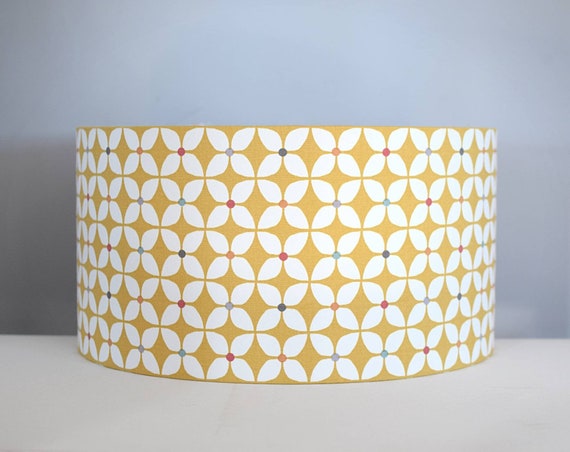 Yellow Geometric Drum Lampshade 20cm to 45cm by Vivid Shades