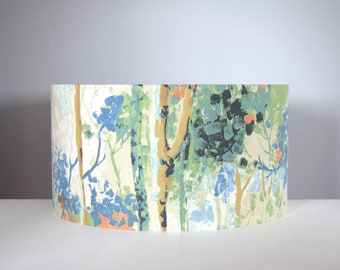 Silver birch woodland lampshade forest pattern with gold silver or white lining option, for ceiling or lamp base in 20cm to 40cm diameters