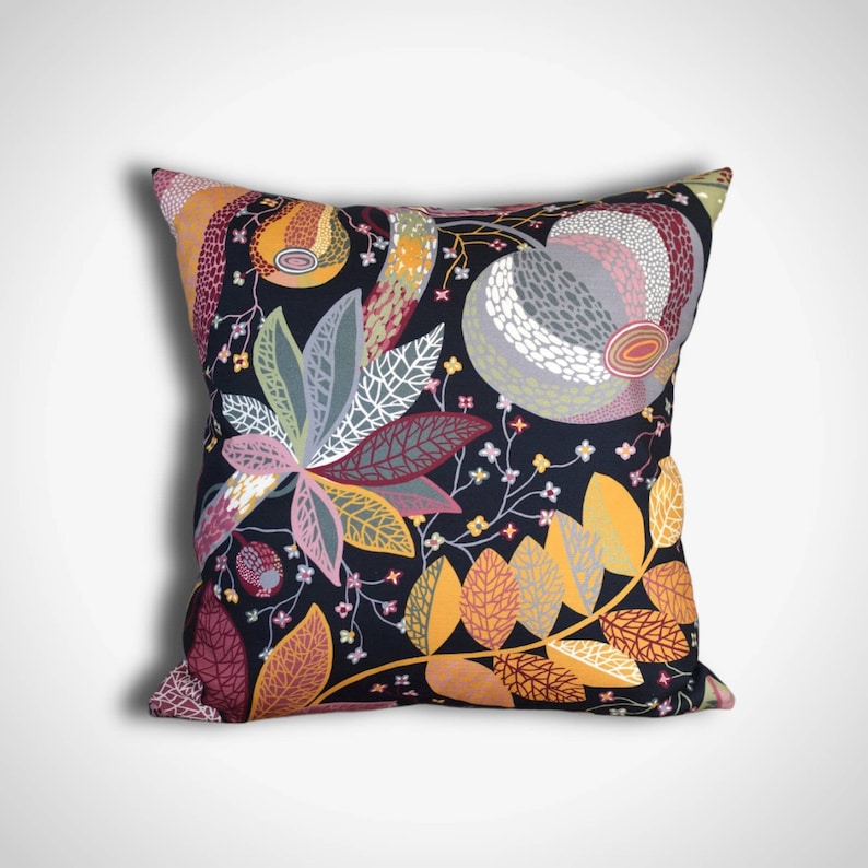 Tropical leaf cushion cover, Scandinavian fabric, 40cm 45cm 50cm square sizes handmade by Vivid Shades image 1