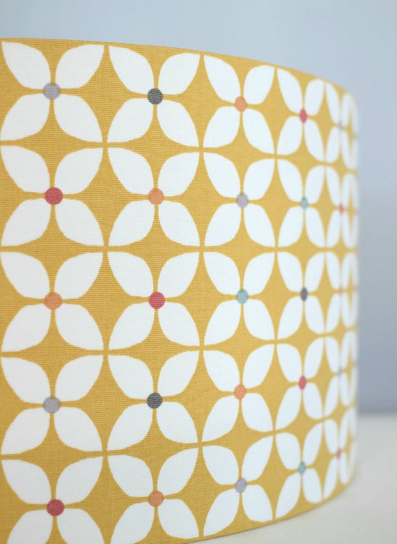 Yellow Geometric Drum Lampshade 20cm to 45cm by Vivid Shades