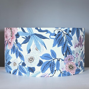 Blue bamboo leaf lampshade with gold silver or white lining option, for ceiling lightshade or lamp base in 20cm to 40cm diameters