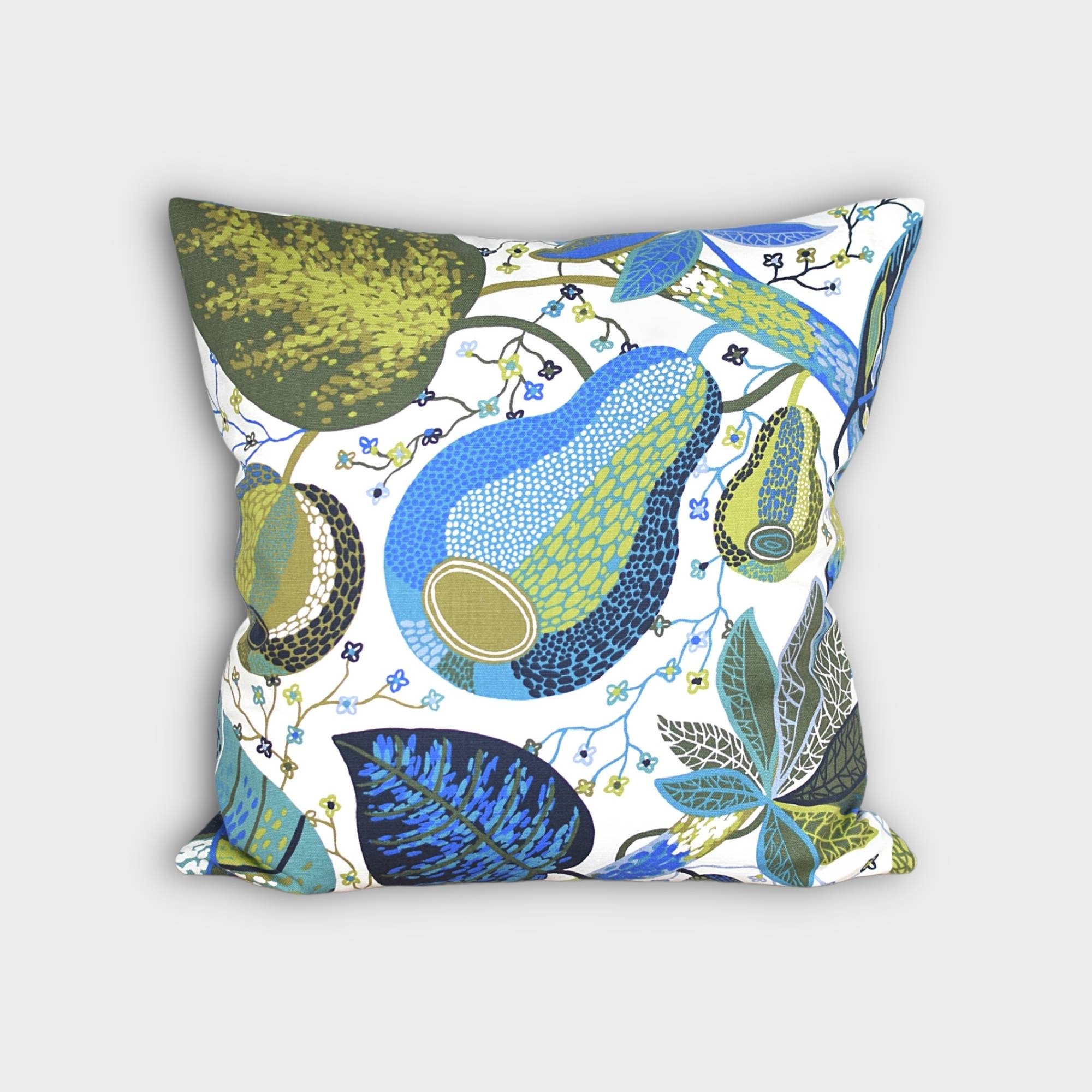 Blue & Green Tropical Leaf Cushion Cover Scandinavian Fabric Etsy UK