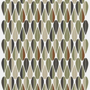 Green leaf Scandinavian fabric, by the half meter or meter lengths for crafts, cushions, tablecloths, curtains