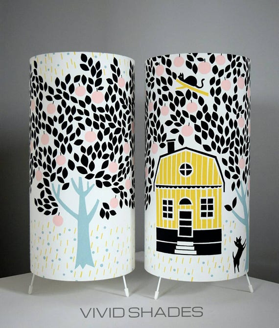 Scandinavian Fabric Table / Bedside Lamp Handmade by Vivid Etsy UK