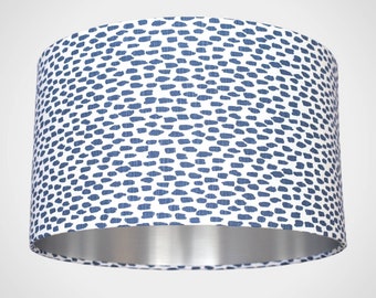Blue speckled lampshade with silver lining for ceiling or lamp base, 20cm to 50cm diameter, handmade by Vivid Shades