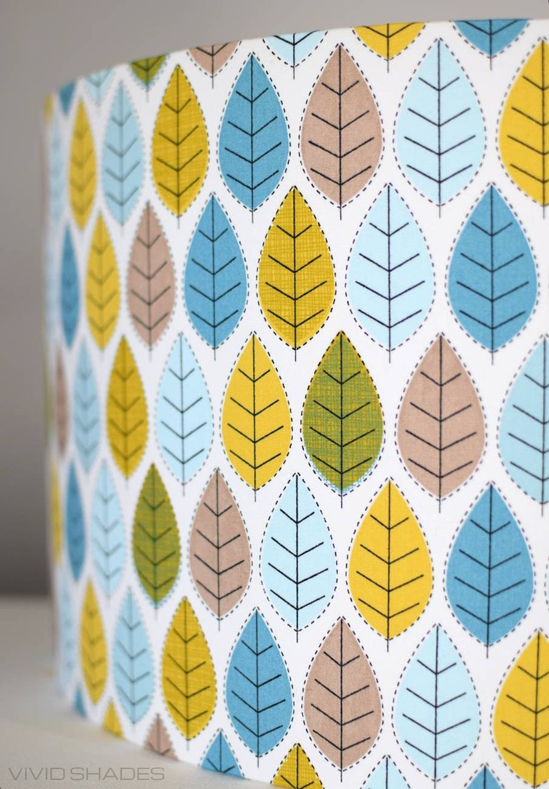 Geometry Pattern Outlines Scandi Leaf Light / Lampshade Handmade by Vivid Shades, Modern Retro ...