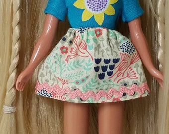 Flower Garden Skirt for Neo Blythe Doll Retro Mod Groovy Flower Power