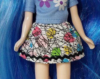 Paint Splatter Skirt for Neo Blythe Doll Retro Mod Groovy Flower Power