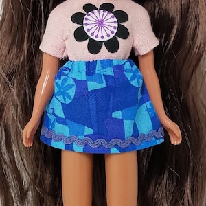 Abstract Flowers Skirt for Neo Blythe Doll Retro Mod Groovy Flower Power