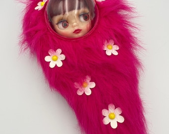 Estuche de transporte para muñeca Fuzzy Flowers para Neo Blythe Retro Mod Groovy Flower Power