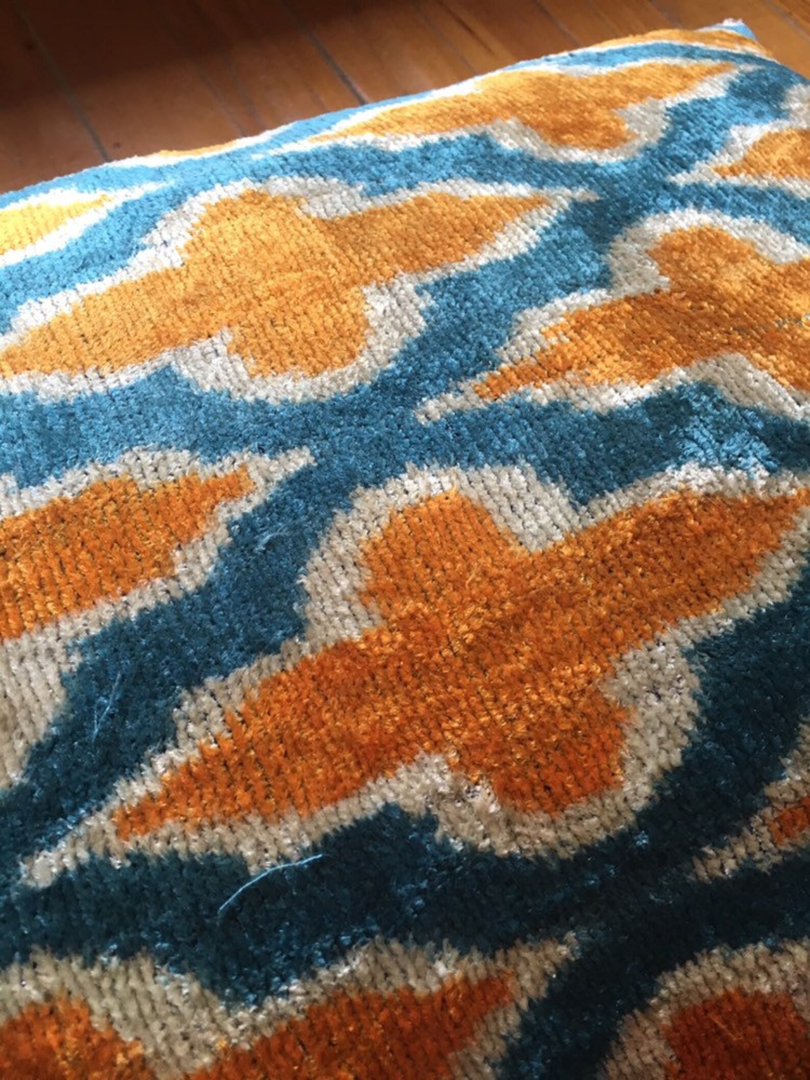 Orange Blue Ikat pillow cover Criss Cross boho velvet Etsy