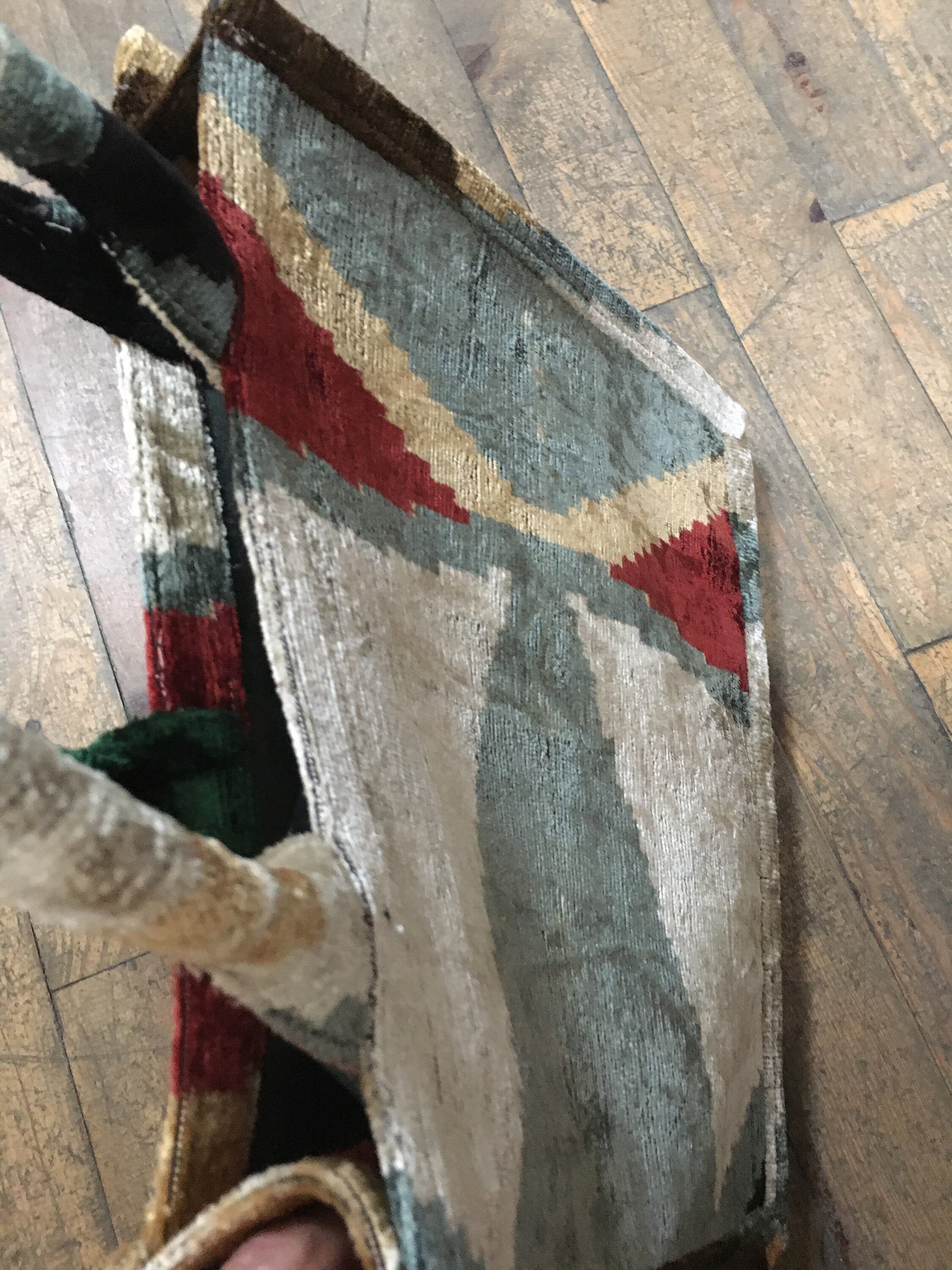 Silk Velvet Ikat Bucket Bag-021