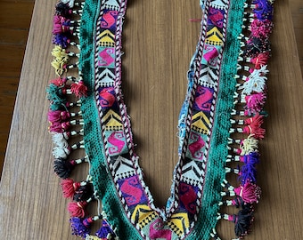 Vintage Uzbek Lakai Tassel Pendant: Hand Embroidered Silk