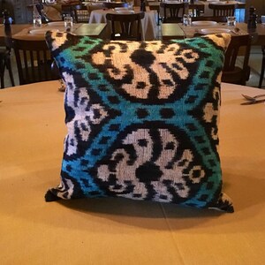 Silk Velvet Ikat Pillow Cover: Handwoven Uzbek Accent Pillow
