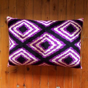 Purple Pink Ikat pillow cover - geometric pattern, neon purple cushion cover  | Eclectic home decor