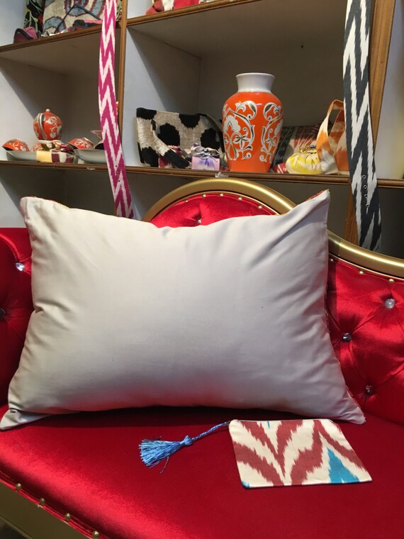 Copper Velvet Ikat Custom Pillow Ikat Travel Body Velvet Orange