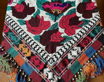 Vintage Lakai Silk Embroidery Pendant: Uzbek Tribal Tassel Yurt Decor
