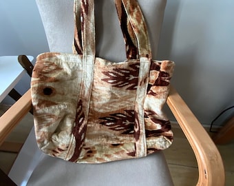 Handwoven Uzbek Ikat Velvet Tote Bag: Large Ethnic Hobo Bag