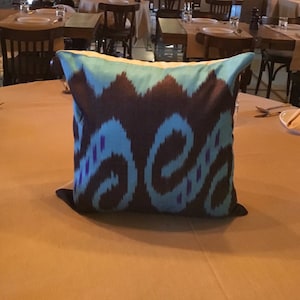 Blue Beige  ikat pillow |  throw pillow cover and lumbar silk pillow
