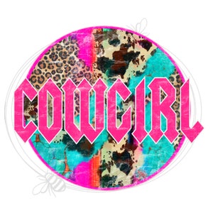 Cowgirl Cowhide and Turquoise Pattern Sublimation PNG Files Please Read Description