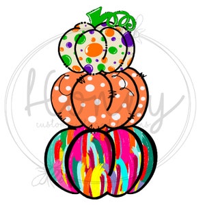 Colorful Stacked Pumpkins Fall Halloween PNG File Please Read Description