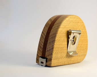 Cinta métrica de roble con incrustaciones (personalización disponible) Fabricada a pedido