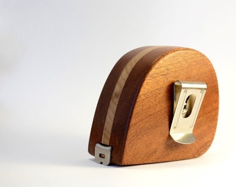 Cinta métrica de CAOBA con incrustaciones (personalización disponible) Fabricada a pedido