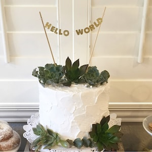 Custom Hello World CAKE TOPPERS and CUPCAKE Toppers | Custom Dessert Toppers