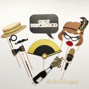 Custom (Handcrafted) PHOTO BOOTH PROPS | Photo Props | Roaring 20&#39;s | Great Gatsby themed