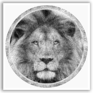 Lion Modern and Realistic String Art Portrait _ Grayscale Design with Two-Color Threads (White & Black)