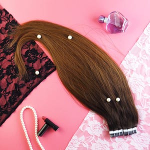 テープインヘアエクステンション、22インチ、シルキーストレート、100%バージンレミーヘア、オンブルカラー#3-12（ダークブラウンからチョコレートブラウンまで）、48個/パック、120g/パック