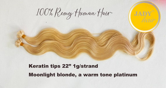 Keratin Tips hair extensions  Body wave 22" 100% Human Remy Hair, Moonglight blonde ,100strands/pack, 1g/strand
