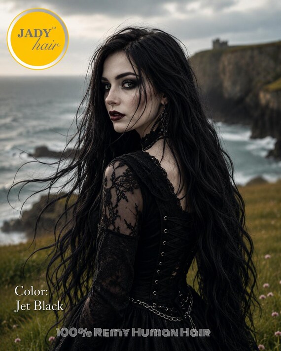 22" Remy Human Hair Tape-In Extensions: Jet Black & Off Black