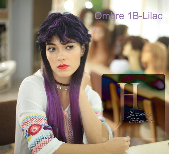 18" Ombre I-Tip Hair Extension: 1B-Lilac Remy Human Hair