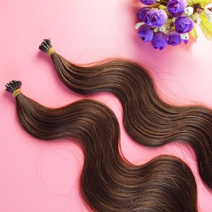 I-Tip ヘアエクステンション、16 インチ & 22 インチ、100% バージン レミー人毛、ダークカラー 1B、2、4、6、8、100 ストランド/パック、1 ストランドあたり 1g