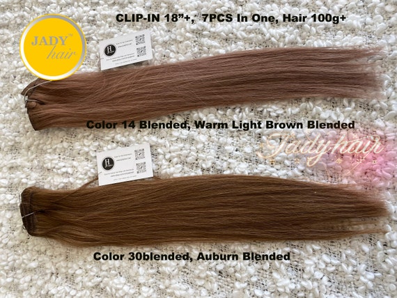 Clip-In Extension 18"+ (7pcs In 1)  100% Human hair, Various colors，Hair weight 100g+