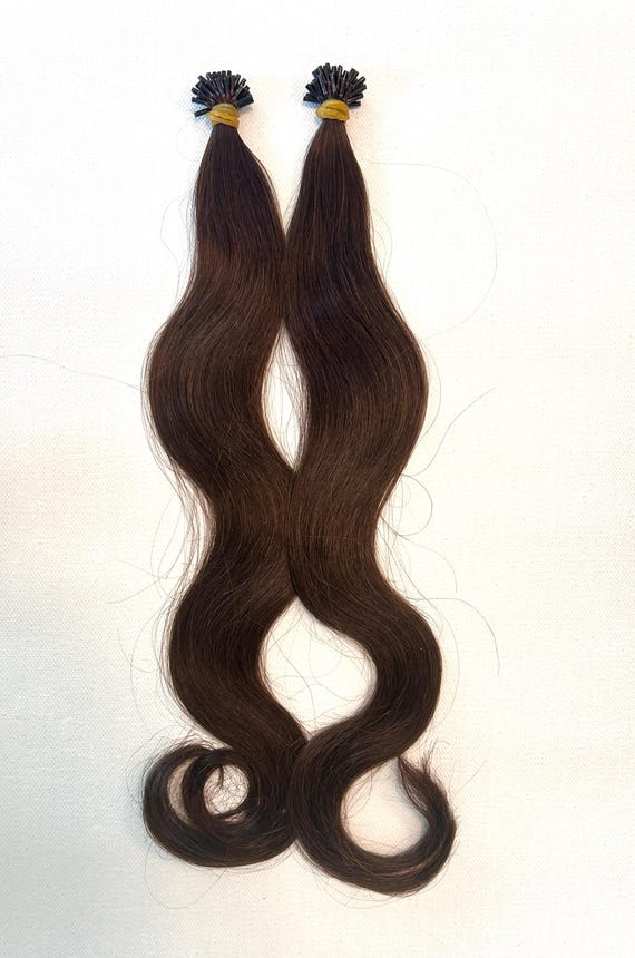 Color 2 Darkest Brown, 100% Remy Human hair, I-Tip Hair Extension  18" &22", 0.5G/strand  ,  100Sts/pack Wavy and Straight available