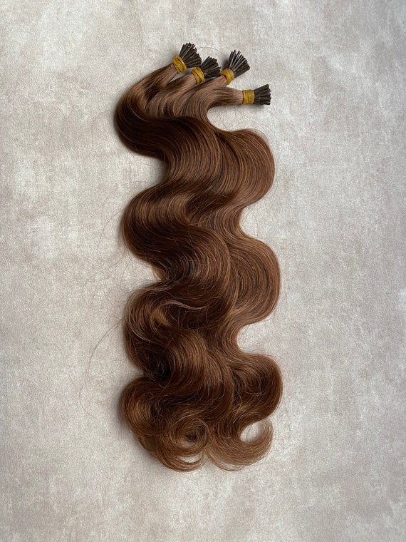 I-tips Hair, body wave, Double drawn 18"(to 19")  22"(23")Color 6 Chestnut Brown,  100% remy human hair, 1g/strand, 100strands/pack