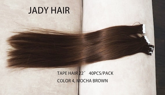 Tape Hair 22“+ ,Silky Straight, 100% Virgin Remy Human Hair, Color#4(MOCHA BROWN) and 6(Chestnut Brown), 20pcs/pack,